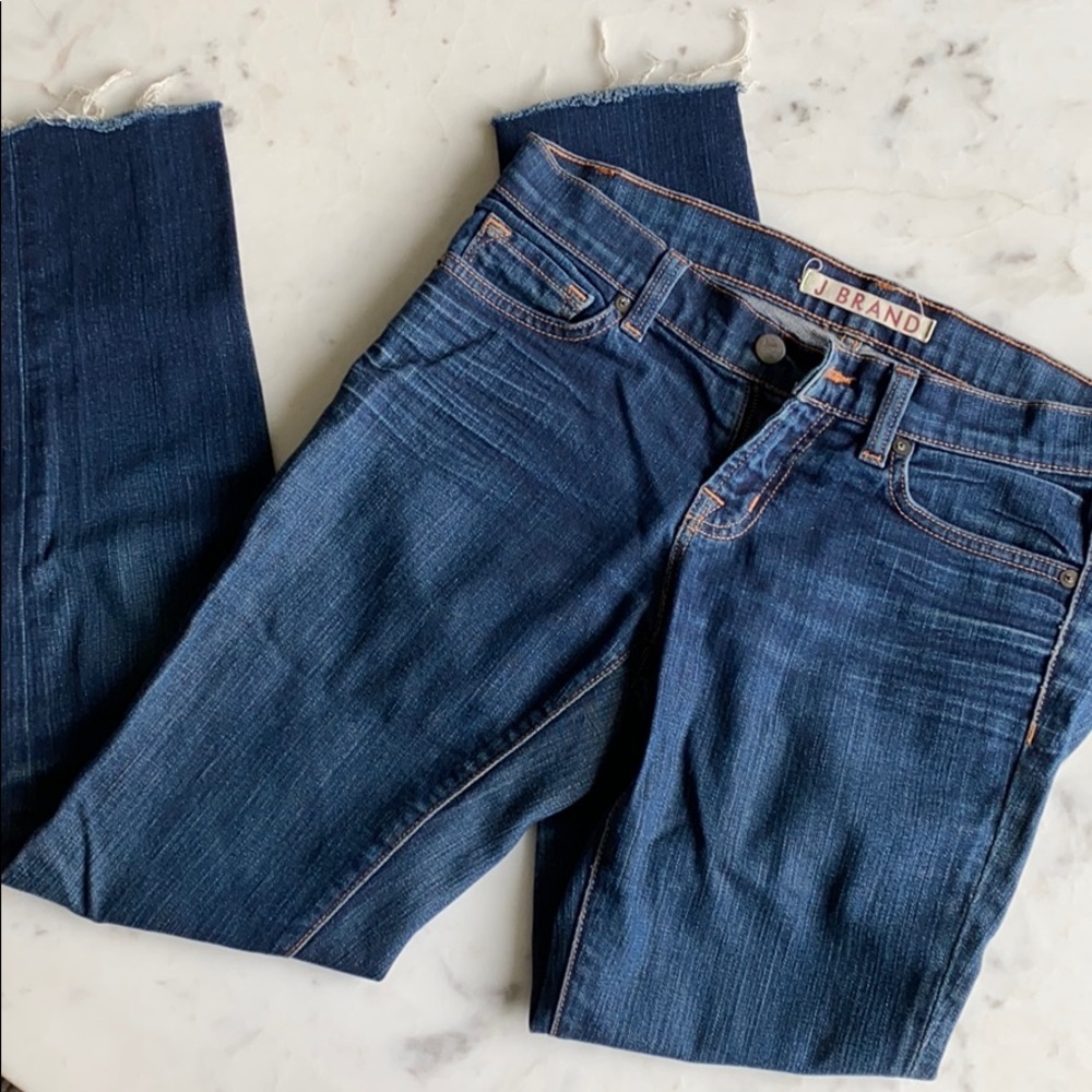 J Brand low rise skinny leg raw hem